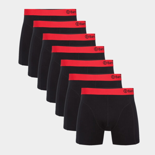 7 par sorte bambus underbukser med rød elastik til mænd fra Bamboo Basics (Størrelse: Medium)