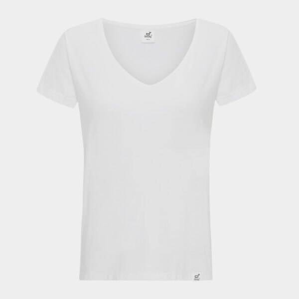Hvid bambus t-shirt v-hals til dame fra Boody (Størrelse: XS)