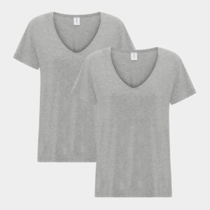 2 grå bambus t-shirt v-hals til Dame fra Boody