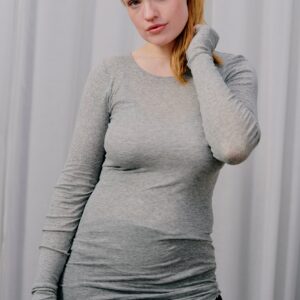 Seamless Basic | Amour Long Cotton Crew Neck - Grey Melange