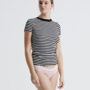 Silky Tanga | Silk panties 2-pack - Pink Off-white stripes