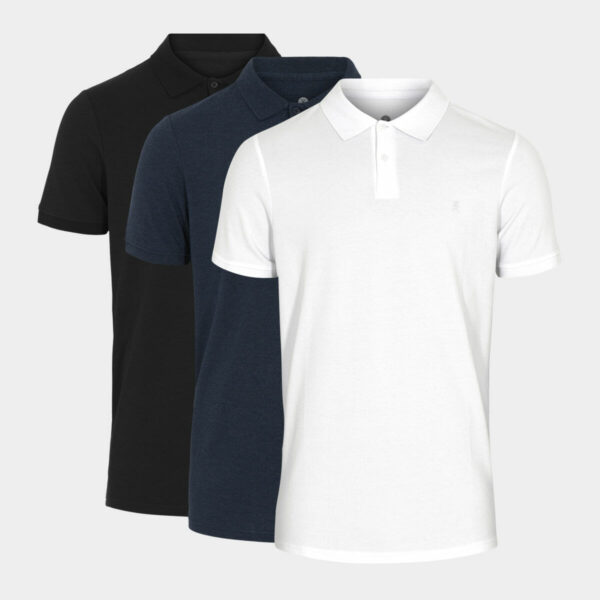 3 pak bambus pique polo shirt sort - mørkeblå - hvid til Mænd fra JBS of Denmark