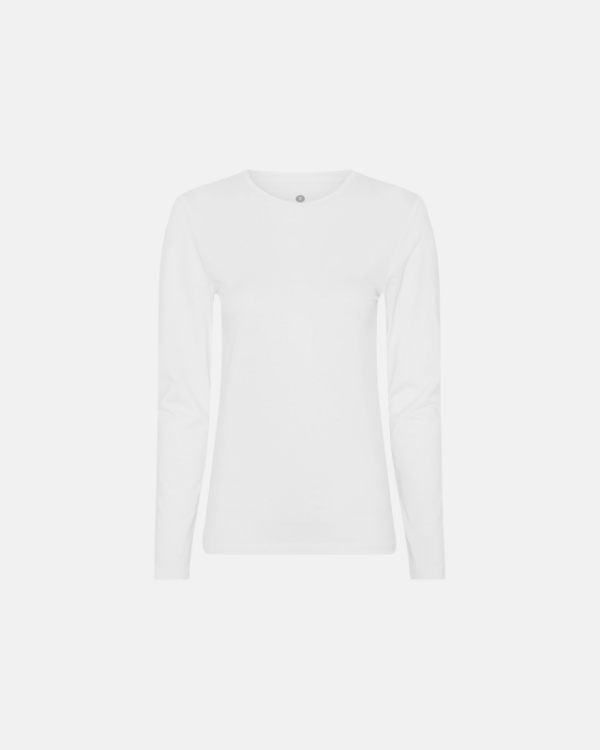 Bambus, Langærmet T-shirt, Hvid