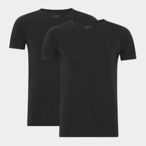 2 stk sorte T-shirts med rund halsudskæring i bambus fra Lindbergh, XXL