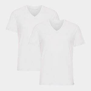 Hvide bambus slim fit T-shirt med v-hals fra Copenhagen Bamboo, S