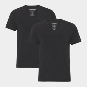 Sorte bambus slim fit T-shirt med v-hals fra Copenhagen Bamboo, S