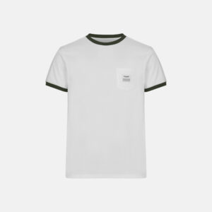 Økologisk bomuld, T-shirt "retro pocket", Hvid/Army