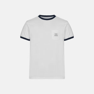 Økologisk bomuld, T-shirt "retro pocket", Hvid/Navy