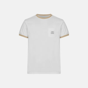 Økologisk bomuld, T-shirt "retro pocket", Hvid/Sand
