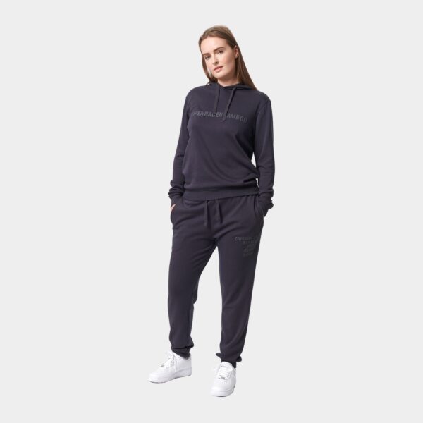 Bambus hoodie joggingsæt i mørkegrå med logo til damer fra Copenhagen Bamboo, XS
