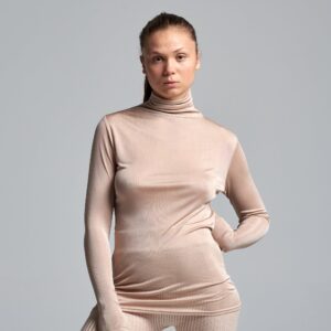 Sheer Roll Neck | Silke - Rosa Beige - S/M