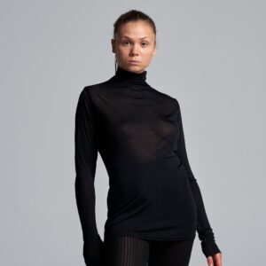 Sheer Roll Neck | Silke - Sort - S/M