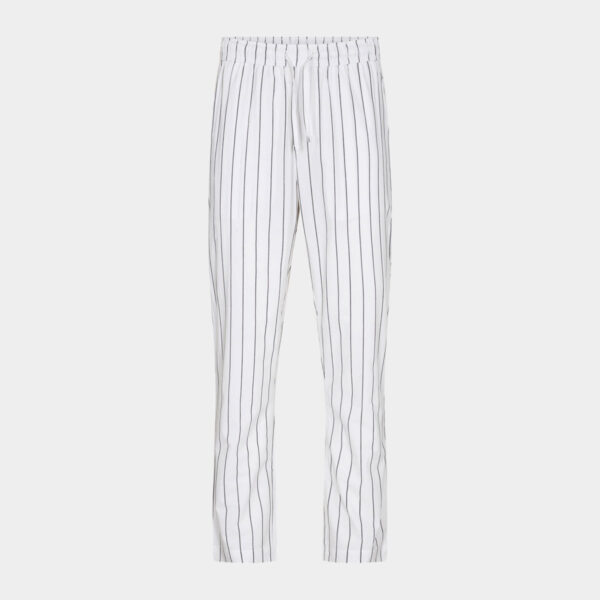 Hvide bambus pyjamasbukser med smalle grå striber fra JBS of Denmark, XS