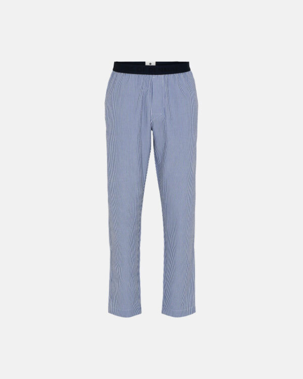 Økologisk bomuld, "Seersucker" Pyjamas bukser, Blå Stribet