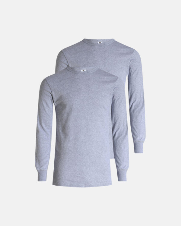 2-pack Økologisk bomuld, Langærmet T-shirt "Rib", Lys grå