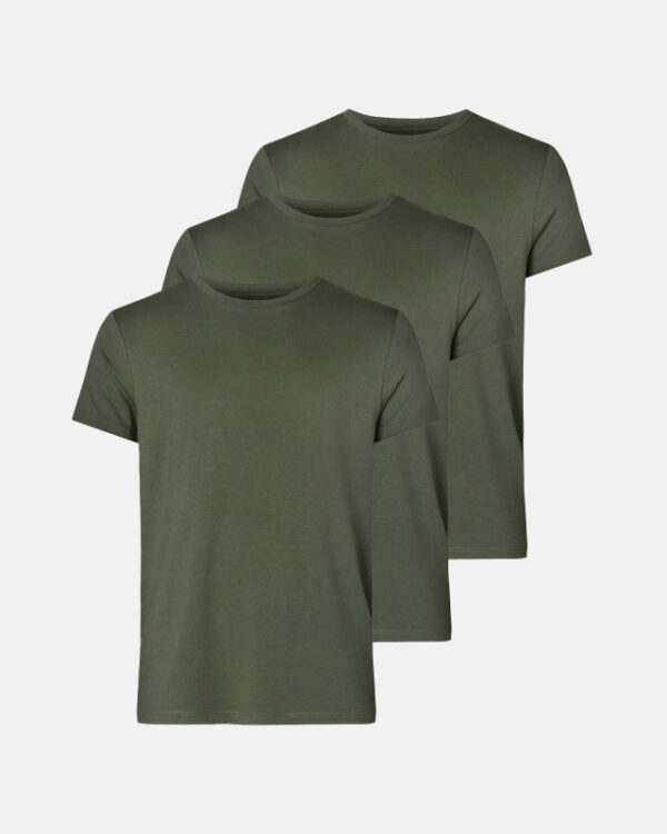 3-pack Bambus, T-shirt o-neck, Army