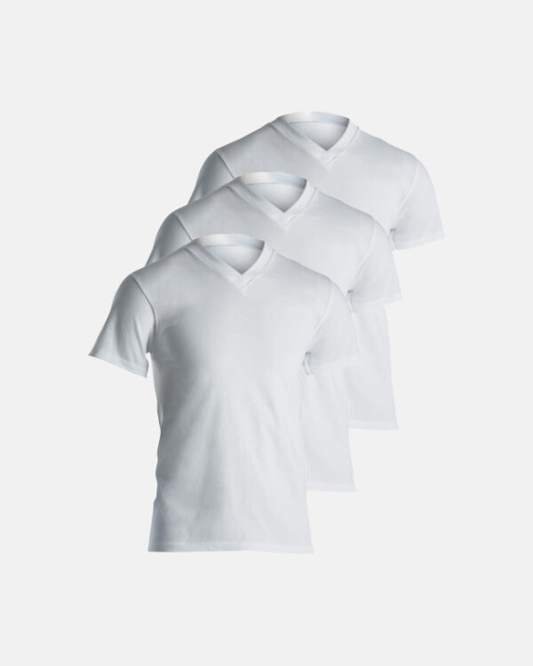 3-pack Økologisk bomuld, T-shirt v-neck "Jersey", Hvid