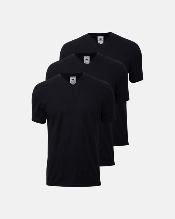 3-pack Økologisk bomuld, T-shirt v-neck "Jersey", Sort