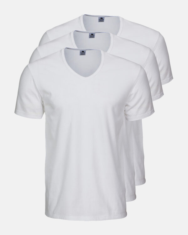 3-pack Økologisk bomuld, T-shirt, v-neck, hvid