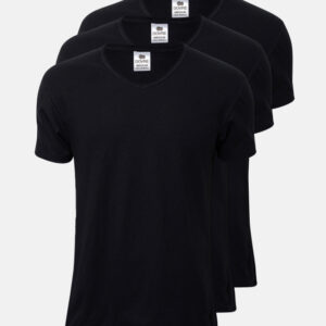 3-pack Økologisk bomuld, T-shirt, v-neck, sort
