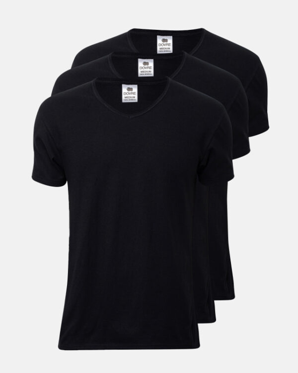 3-pack Økologisk bomuld, T-shirt, v-neck, sort