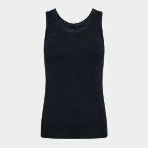 Sort bambus tank top med feminine detaljer, XS