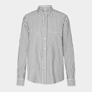 Bambus skjorte med brede hvide og grå striber fra JBS of Denmark, XS