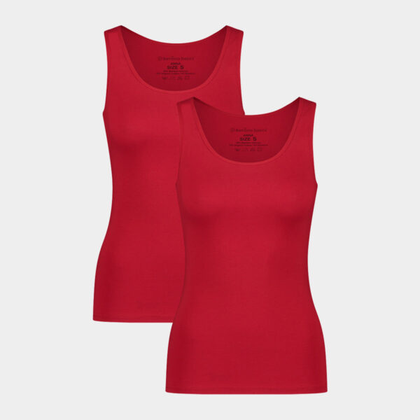 2 stk bambus tank top rød til dame fra Bamboo Basic, M